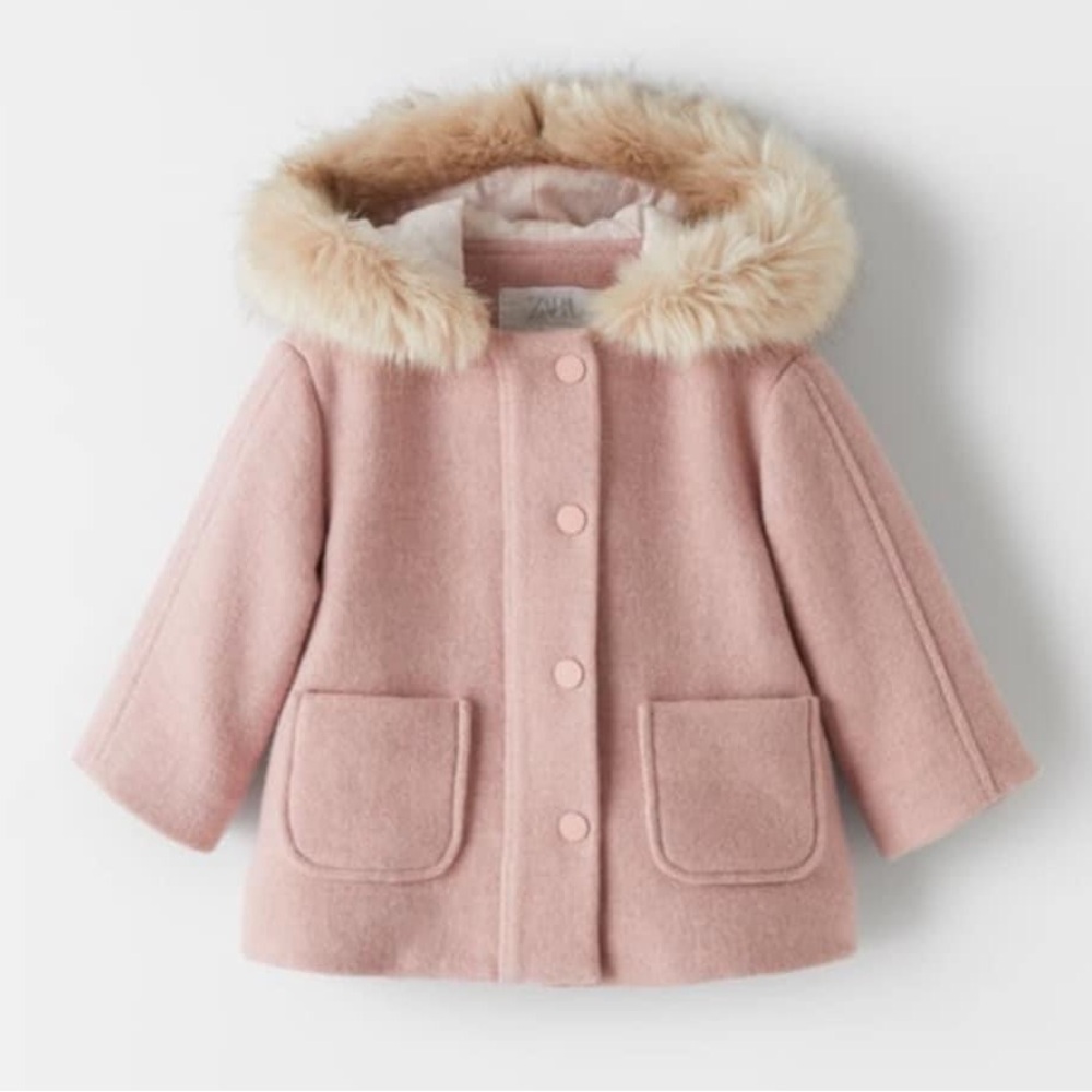 Zara faux fur hooded coat